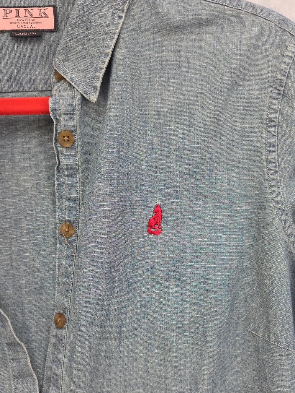 Thomas Pink PINK Casual Chambray Denim Popover Shirt Women's Size 14 - Picture 4 of 10